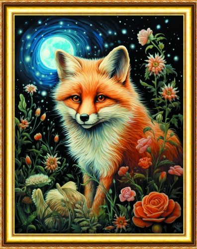 Набор для творчества Алмазная мозаика 40*50 на подрамнике Рыжая лисица NN с нанесенной рамкой       , арт. HWA5811