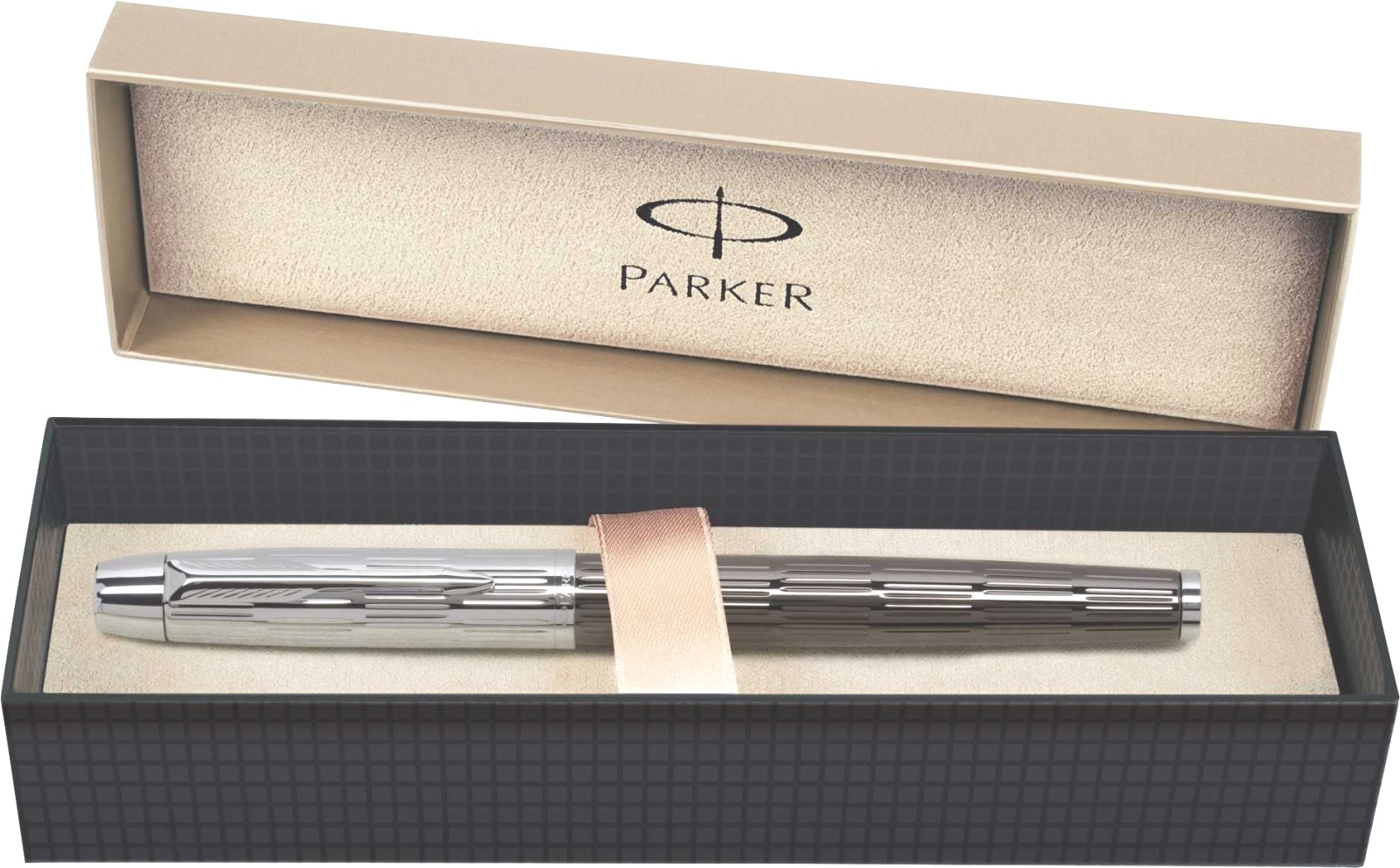 Ручка подарочная перьевая PARKER IM Premium Twin Chiselled CT F222 корпус латунь/хром в футляре, арт. S0908590
