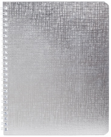 Тетрадь А5 96л клетка спираль ХАТБЕР бумвинил Metallic серебро, арт. 96Т5бвВ1гр