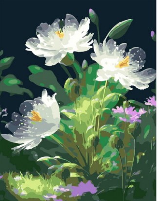 Картина по номерам с акриловыми красками 40*50 Белоснежные цветы