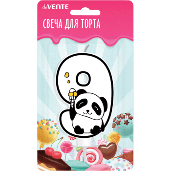 Свеча Цифра 9 deVENTE Панда, арт. 9060120
