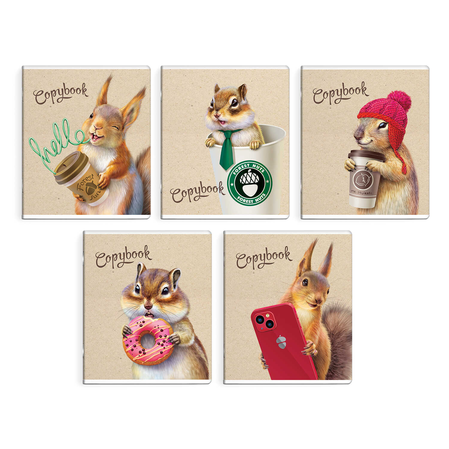 Тетрадь А5 48л клетка ФЕНИКС Модные пушистики ассорти, арт. 59124