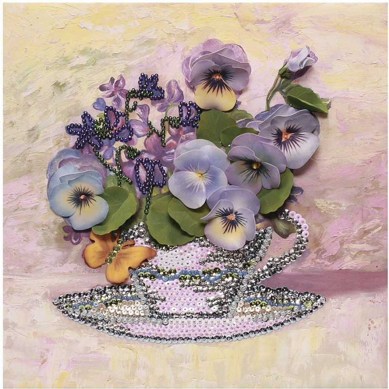 Набор для творчества Мозаика из пайеток на холсте Анютины глазки ВОЛШЕБНАЯ МАСТЕРСКАЯ, арт. MX-11