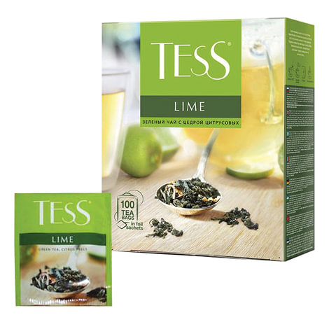 Чай зеленый TESS Lime с цедрой цитрусовых 100пак, арт. 621035