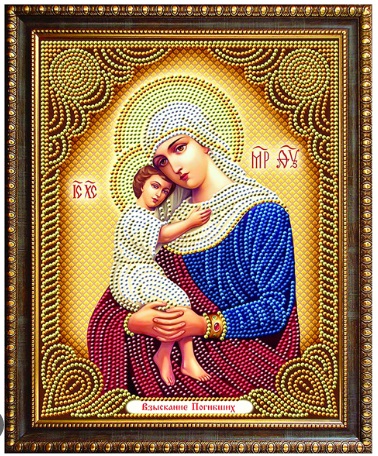 Набор для творчества Алмазная мозаика 27*33 на подрамнике Икона Божья матерь частичная выкладка NN, арт. LP124