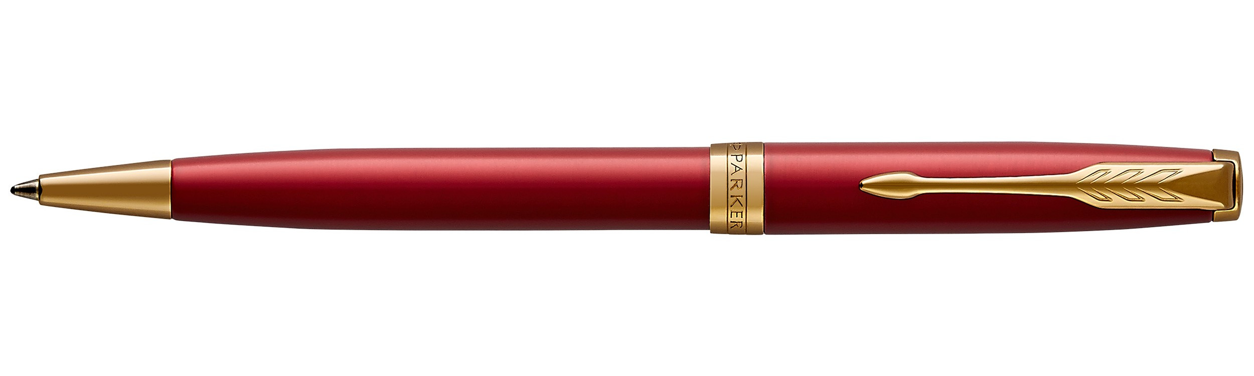 Ручка подарочная шариковая черная PARKER Sonnet Intense Red Lacquer GT корпус красный/золото в футляре, арт. S0778210