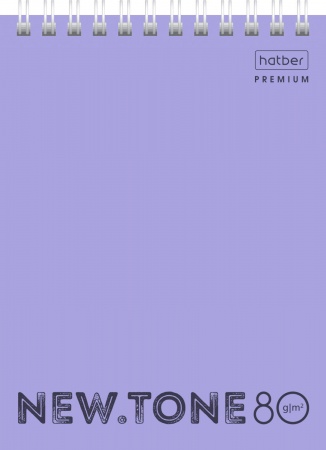 Блокнот А6 80л клетка спираль ХАТБЕР NEWtone Pastel Лаванда пластиковая обложка, арт. 80Б6A1гр_05019
