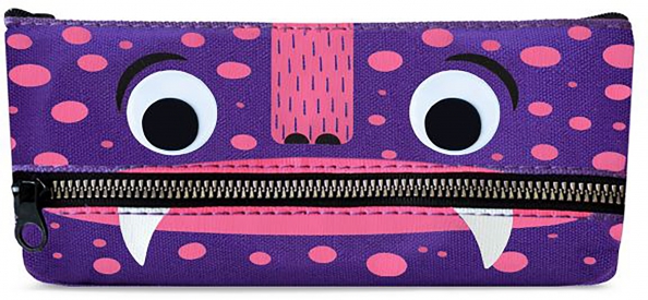 Пенал-косметичка 1 отделение ФЕНИКС Фиолетовый монстрик с карманом, арт. 48634
