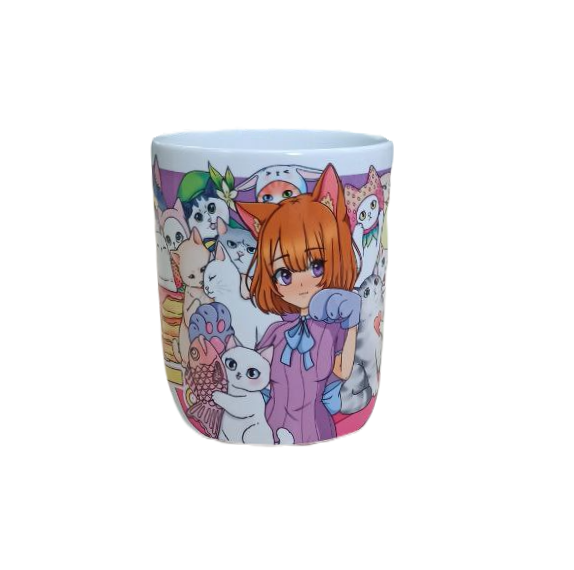 Кружка 330 мл Девочка Нэко и котики в подарочной коробке, арт. КР-313