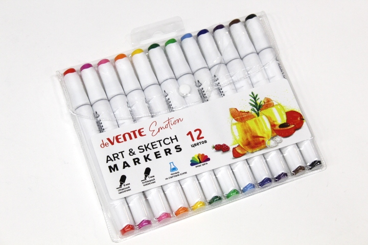 Набор маркеров д/скетчинга 12цв 1-5мм deVENTE Emotion трехгранные двухсторонние, арт. 5044100