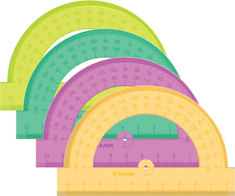 Транспортир 180гр 10см пластиковый СТАММ прозрачный флуоресцентный, арт. ТР21/ТР210/210620
