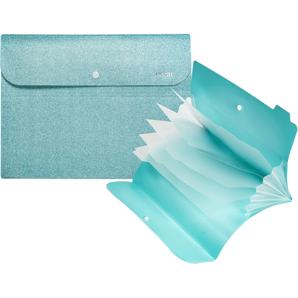 Папка классификатор  6 отделений А4 deVENTE Glitter Shine с блестками бирюзовая, арт. 3078913