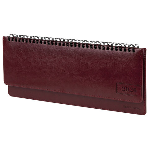 Планинг датированный 2026 305*140 BRAUBERG Imperial кремовый блок искусственная кожа бордовый, арт. 117227