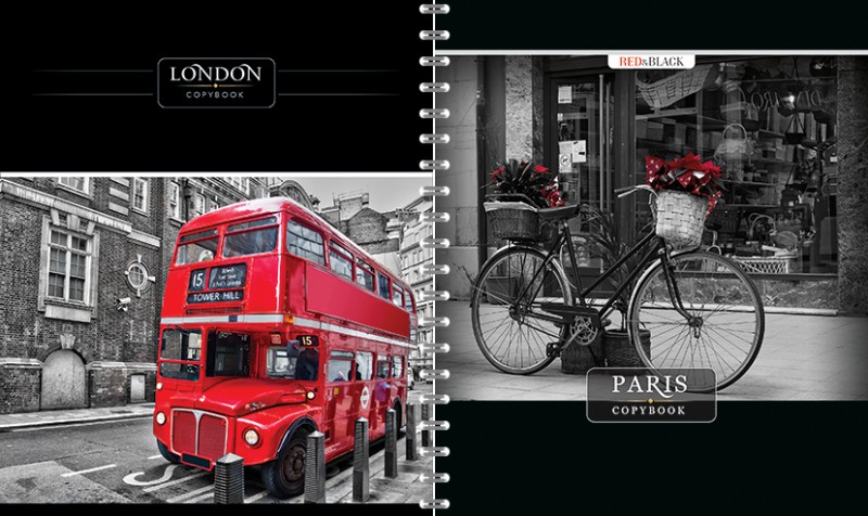 Тетрадь А5 96л клетка спираль Перевертыш ПЗБМ Лондон-Париж ассорти, арт. 028370