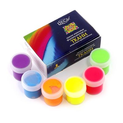 Краски акриловые  6цв DECART 20мл по ткани флуоресцентные, арт. 28F-6.20-50