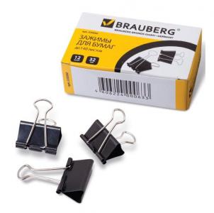 Зажим для бумаг 32 мм черный BRAUBERG, арт. 220560 купить в интернет ...