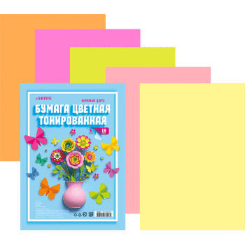 Бумага цветная тонированная двусторонняя А4  5цв 10л deVENTE неон, арт. 8114001