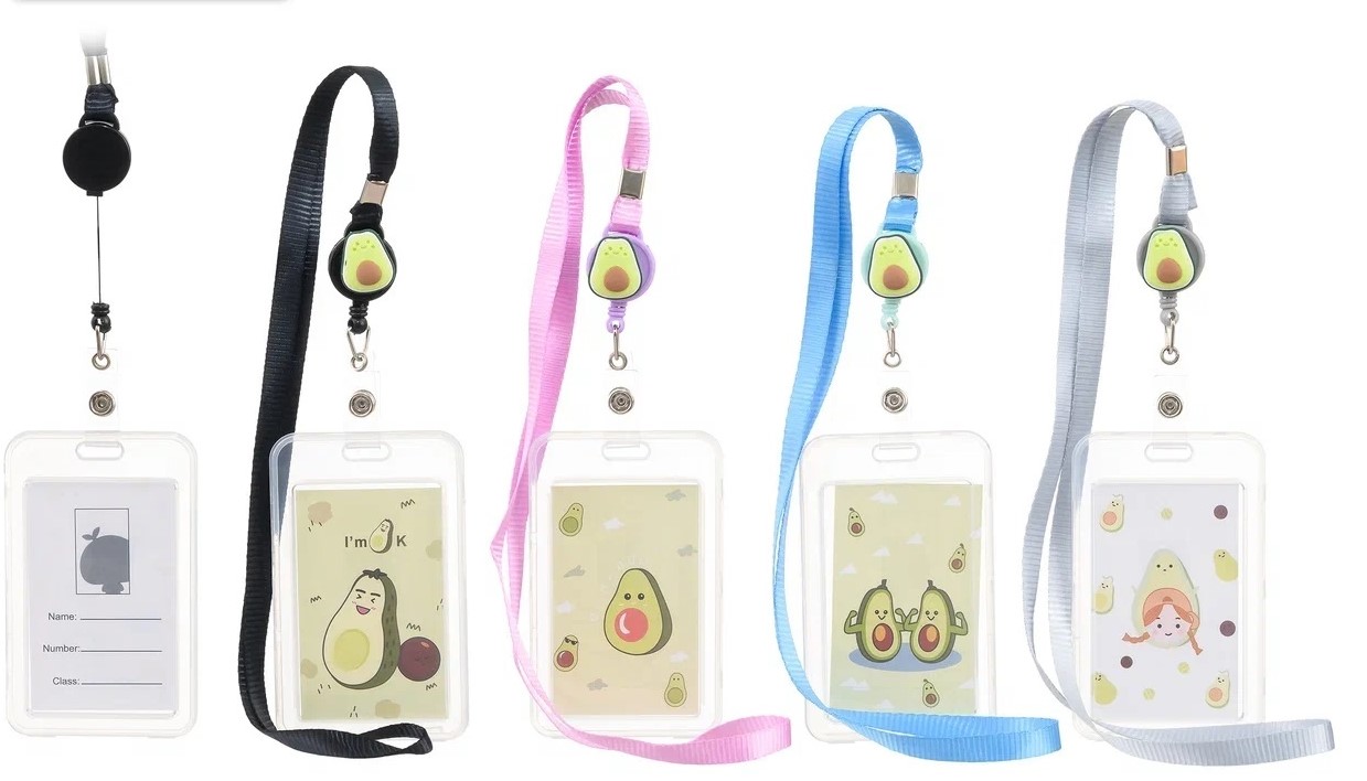 Бейдж вертикальный на шнурке с рулеткой MC BASIR Авокадо ассорти, арт. МС-6311