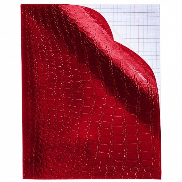 Тетрадь А5 48л клетка ХАТБЕР бумвинил Metallic Croco красная, арт. 48Т5бвВ1