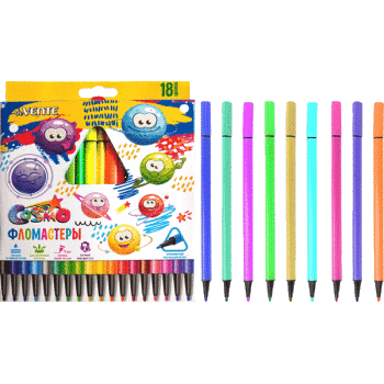 Фломастеры 18цветов deVENTE Trio смываемые трехгранные, арт. 5082918