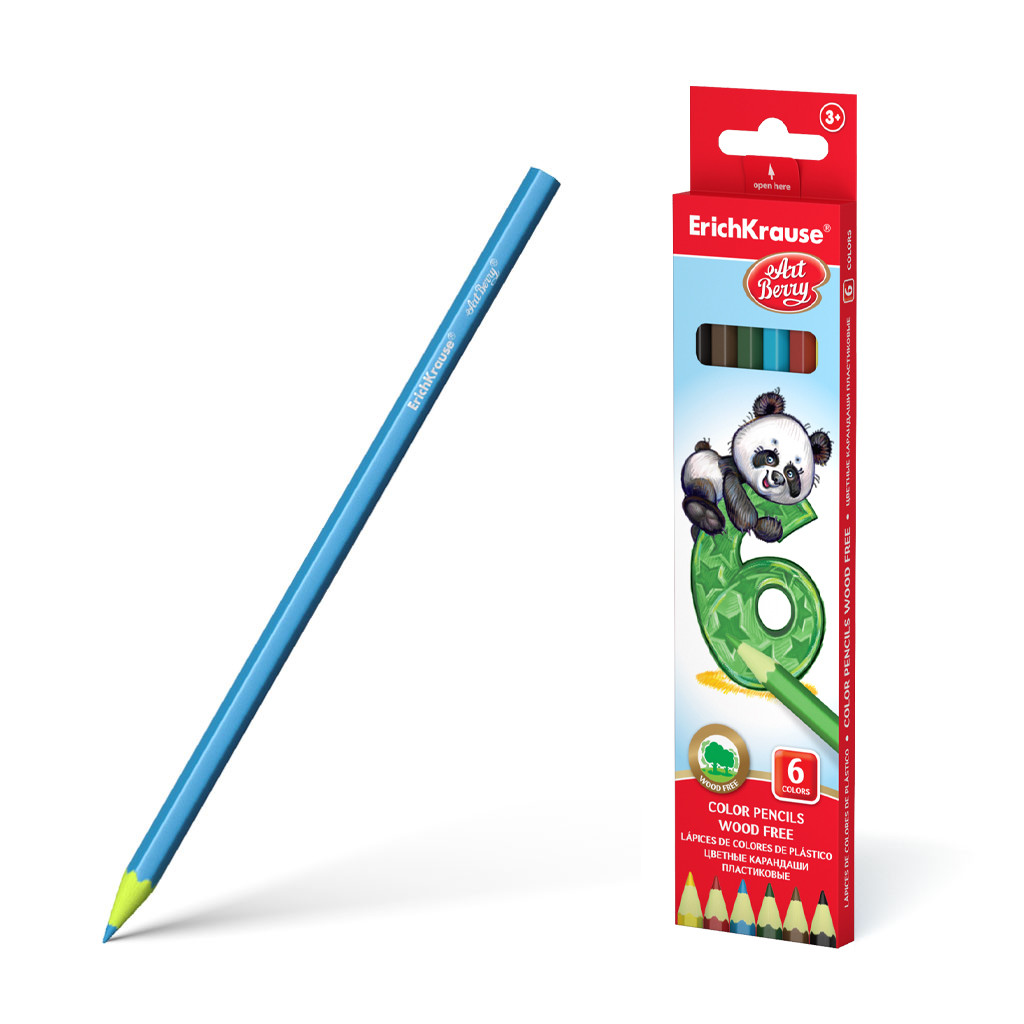 Карандаши цветные 6цветов ЕRICH KRAUSE ArtBerry шестигранные, арт. 47176