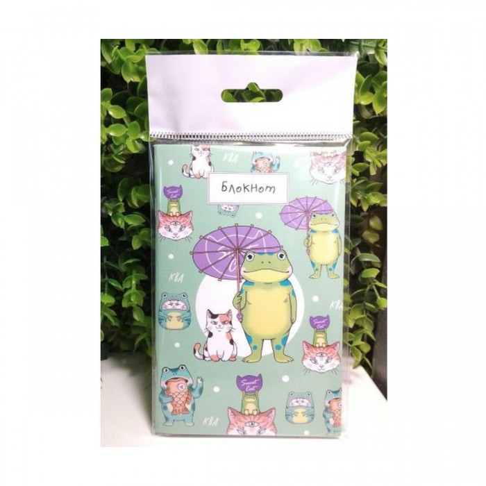 Блокнот А6 20л в точку скреп SWEETCAT Лягушка и Кот, арт. БЛМЛ-84