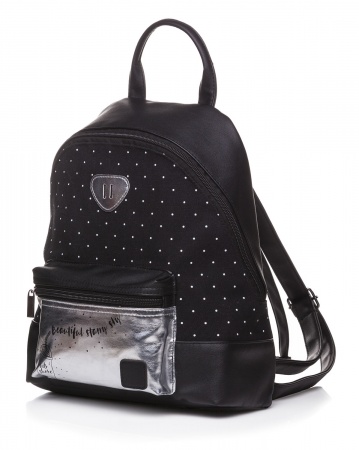 Рюкзак молодежный ХАТБЕР Modern Горошек искусственная кожа черный, арт. NRk_55100