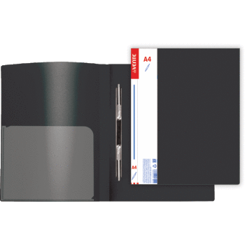 Папка скоросшиватель пластиковая с пружинным механизмом+карман deVENTE Daily черная, арт. 3111708