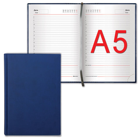 Ежедневник недатированный А5 BRAUBERG London искусственная кожа синий, арт. 126171