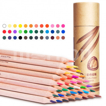 Карандаши цветные 36цветов DELI трехгранные картонный тубус, арт. 6553