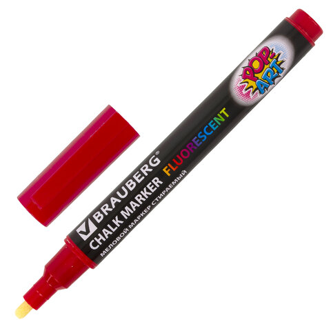 Маркер меловой красный круглый 3,5мм BRAUBERG Pop-Art, арт. 151521