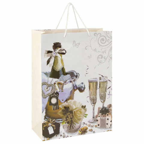 Пакет подарочный 33*45 ЗОЛОТАЯ СКАЗКА Свадебный , арт. 606576