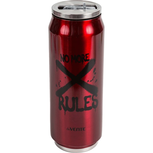 Термокружка deVENTE No More Rules 470 мл с поильником и трубочкой нерж сталь красная, арт. 8090316