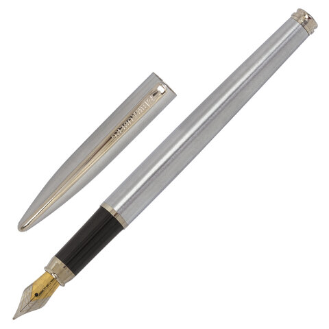 Ручка подарочная перьевая BRAUBERG Ballet корпус серебро/хром футляр, арт. 143481