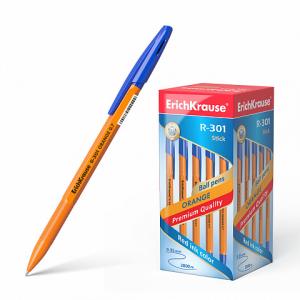 Ручка шариковая синяя 0,7/0,35 ERICH KRAUSE R-301 Orange Stick корпус оранжевый, арт. 43194