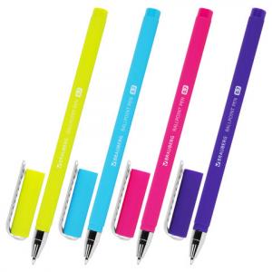 Ручка шариковая синяя 0,7/0,35 BRAUBERG Soft touch stick Neon корпус ассорти стержень 140мм, арт. 143697