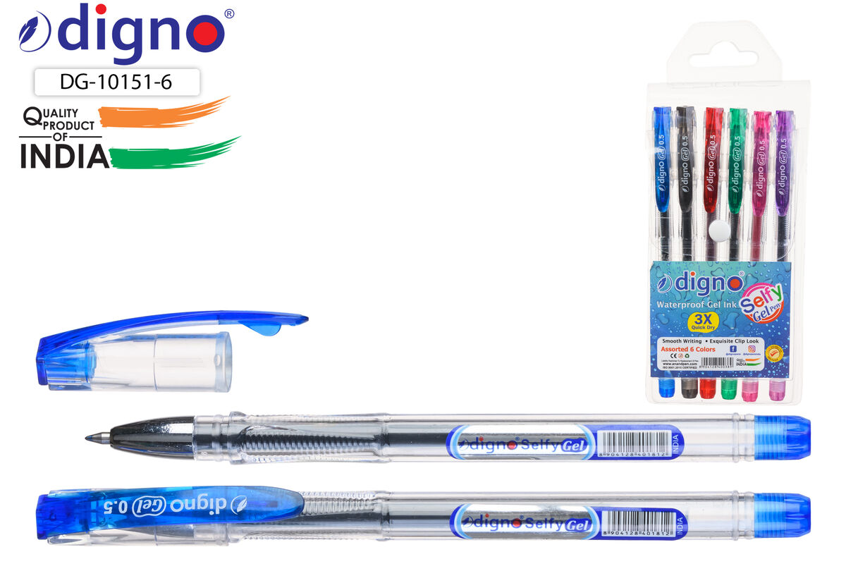 Ручки в наборе гелевые  6цв DIGNO Selfy, арт. DG-10151-6