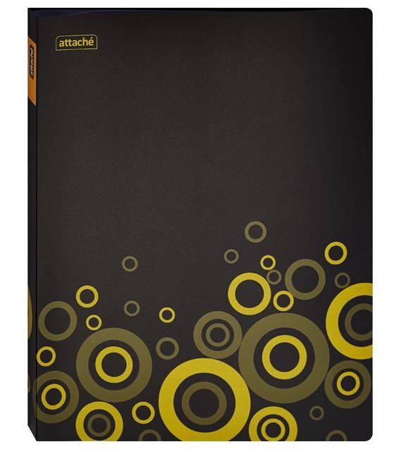 Папка с мультифорами 20стр ATTACHE Black Charm черная, круги желтые, арт. 319830