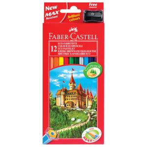 Карандаши цветные 12цветов FABER-CASTELL Eco Замок с точилкой, арт. 120112
