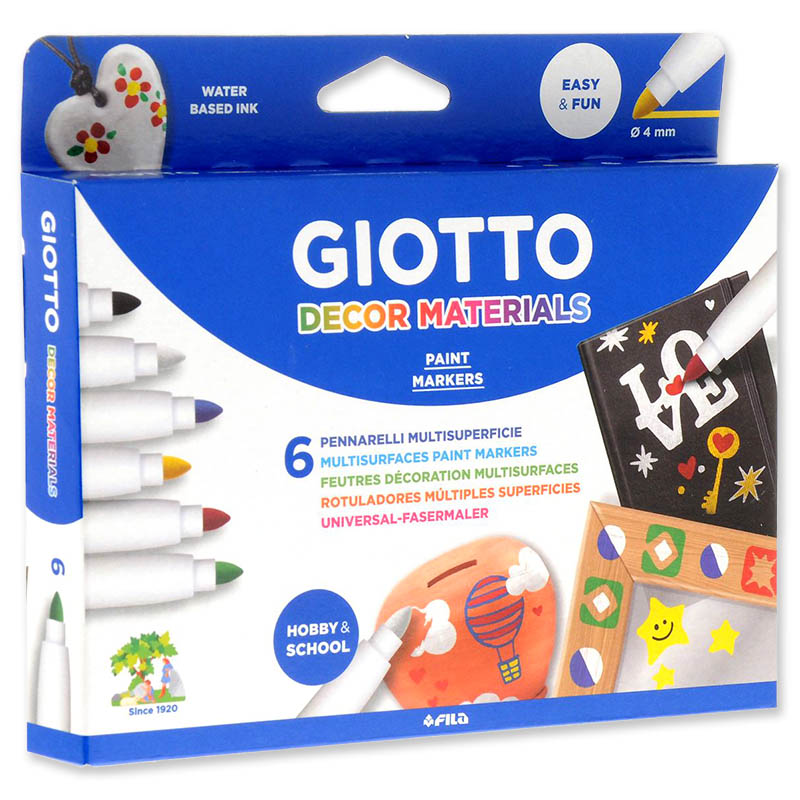 Фломастеры 6цветов GIOTTO Decor Materials для декорирования, арт. 453300
