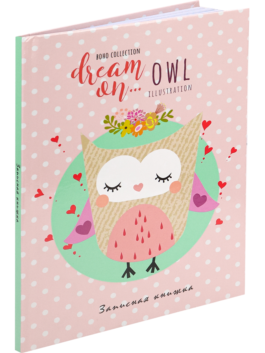 Записная книжка А5 40л клетка ПРОФ-ПРЕСС Мечтательная сова твердая обложка, арт. К48-5603