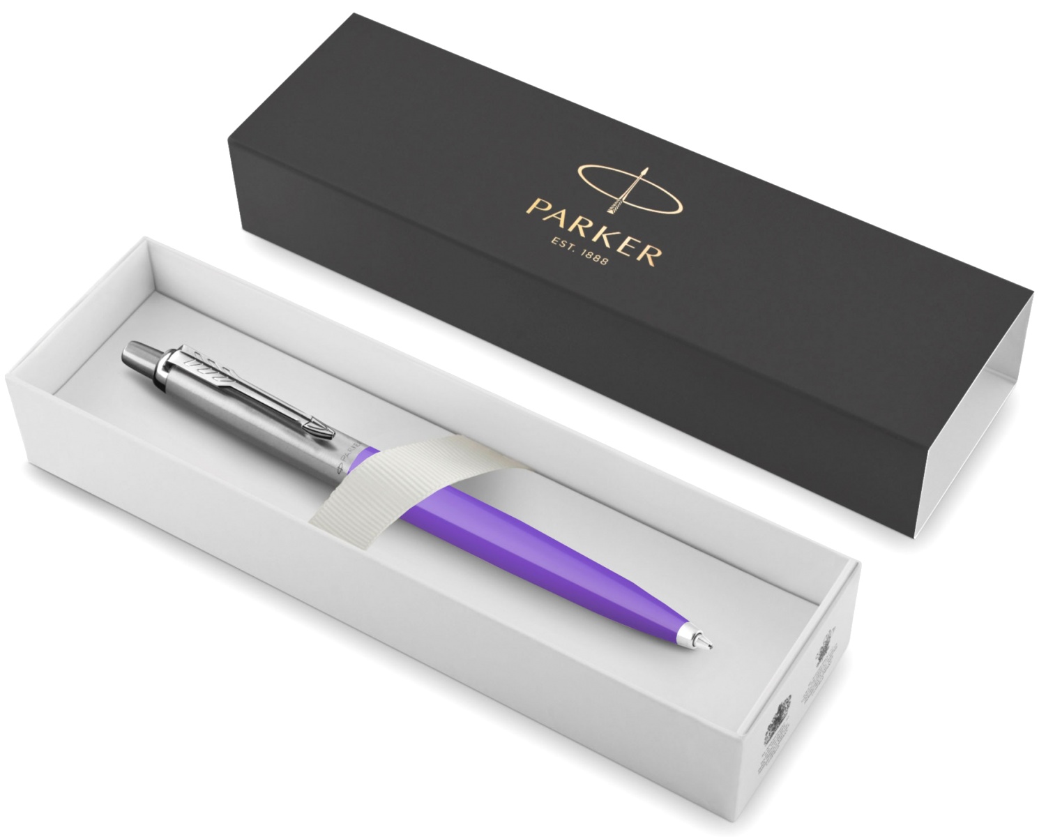 Ручка подарочная шариковая синяя PARKER Jotter Original K60 Frosty Purple CT корпус фиолетовый/хром в футляре, арт. R2123140
