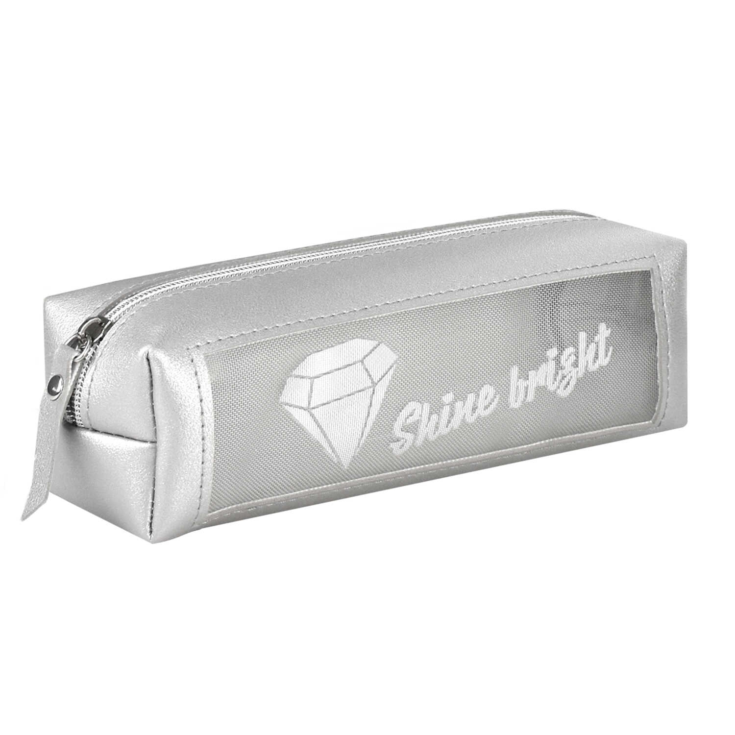 Пенал 1 отделение ФЕНИКС Бриллиант искусственная кожа серый, арт. 61313