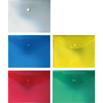 Папка конверт на кнопке А5+ 180мкр deVENTE прозрачная ассорти, арт. 3071813