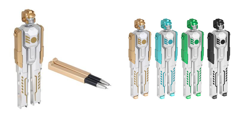 Ручки в наборе шариковые  1цв CLIP STUDIO корпус квадратный футляр в форме Робота 2шт/упак синие, арт. 591-085