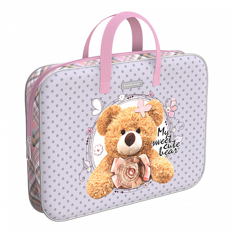 Папка А4+ на молнии с ручками E.K. Teddy Bear ткань, арт. 54659