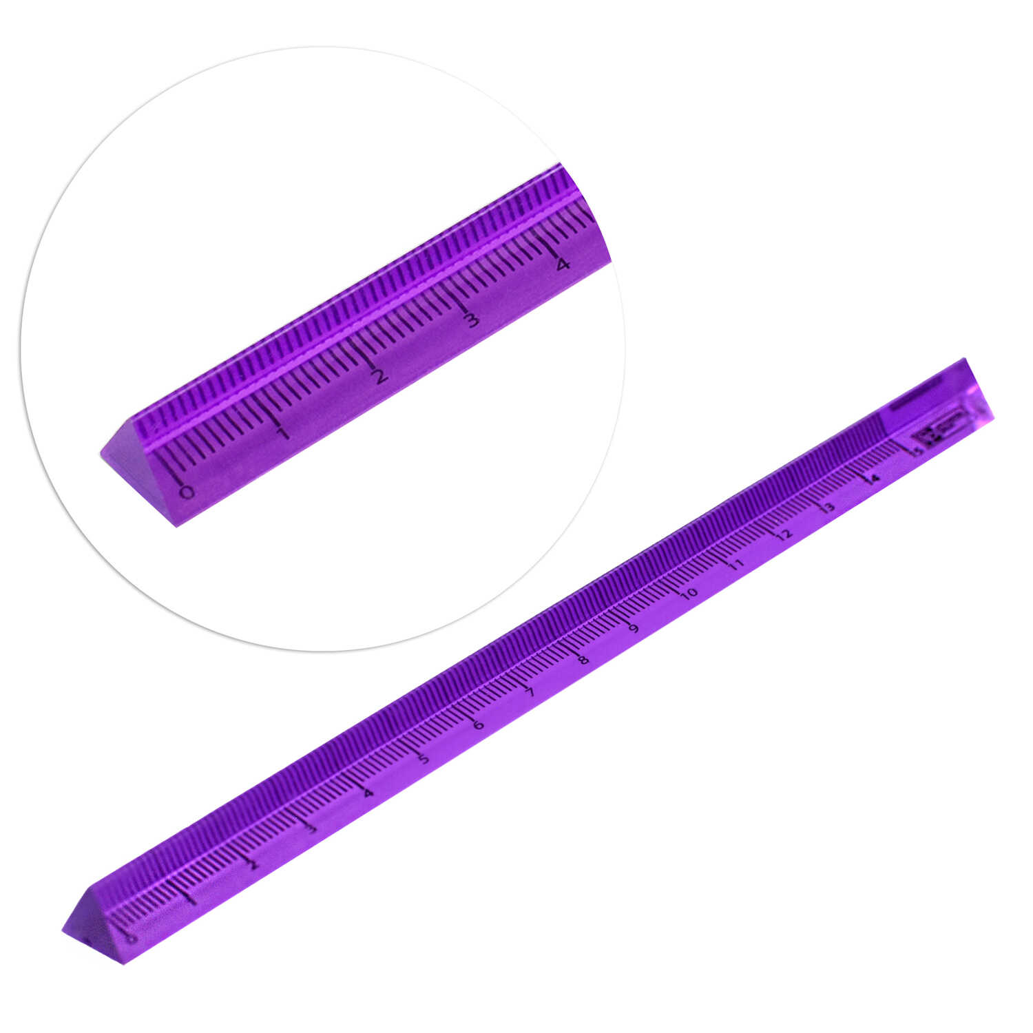 Линейка 15см пластиковая трехгранная ФЕНИКС тонированная фиолетовая, арт. 53111