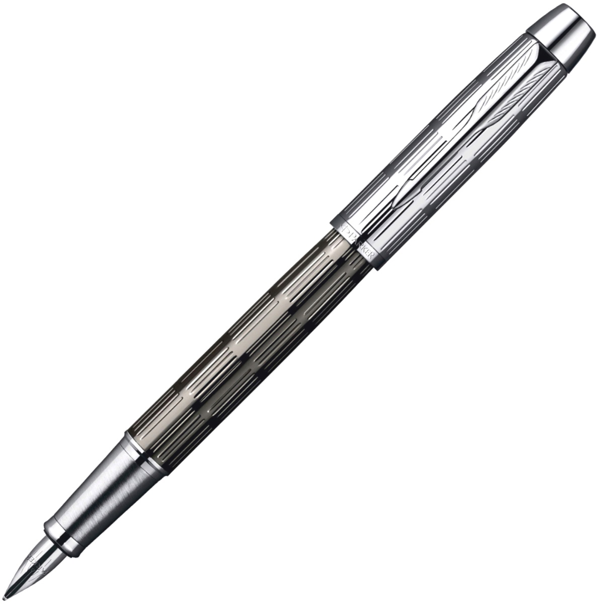 Ручка подарочная перьевая PARKER IM Premium Twin Chiselled CT F222 корпус латунь/хром в футляре, арт. S0908590
