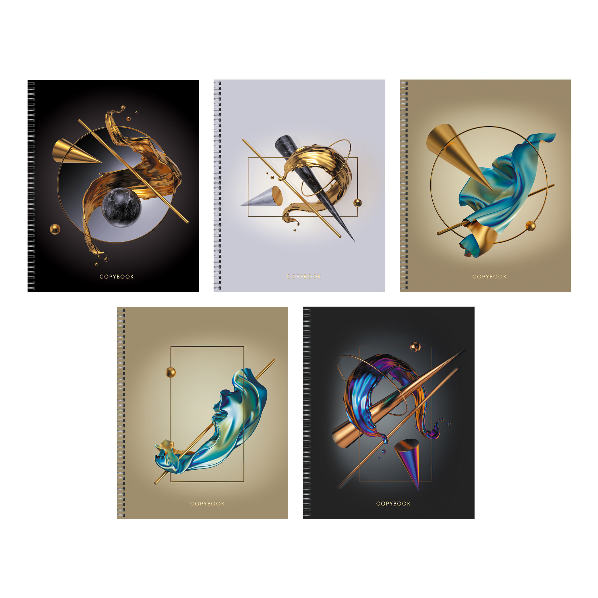 Тетрадь А5 96л клетка спираль LISTOFF Геометрические метаморфозы ассорти, арт. ТС2Л967707