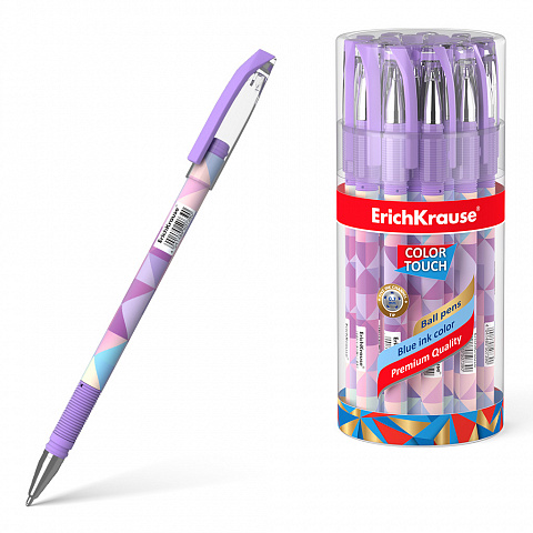 Ручка шариковая синяя 0,7/0,35 ERICH KRAUSE ColorTouch Magic Rhombs корпус с рисунком soft-touch, арт. 50739